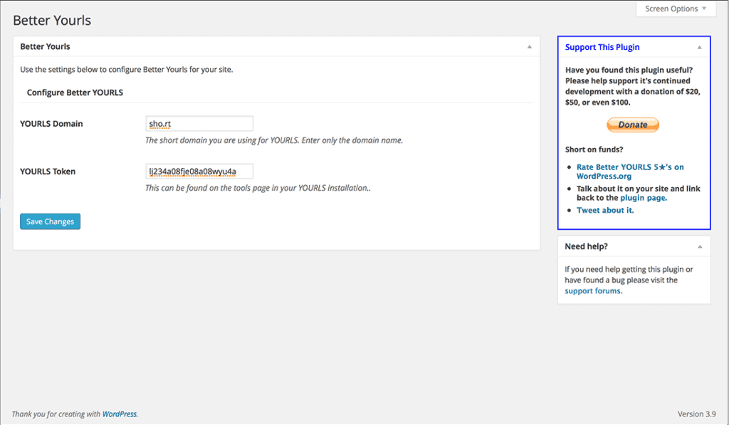 YOURLS WordPress Plugin